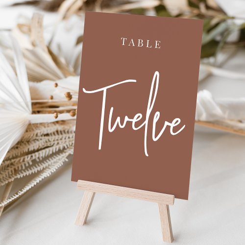 Rust Hand Scripted Table TWELVE Table Number