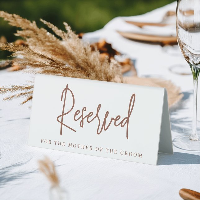 Rust | Handwritten Script Wedding Reserved Seating Table Tent (Creator Uploaded)