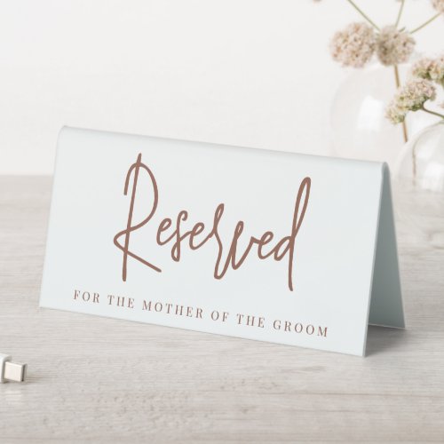 Rust  Handwritten Script Wedding Reserved Seating Table Tent Sign