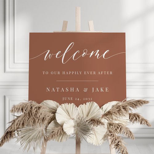 Rust Happily Ever After Wedding Welcome Sign