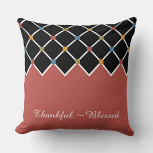 Rust Harlequin Pattern Throw Pillow