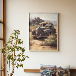 Rust in peace: Vintage desert car art Canvas Print