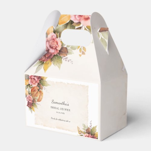 Rust Leaves Pumpkin Fall Bridal Shower Favor Boxes