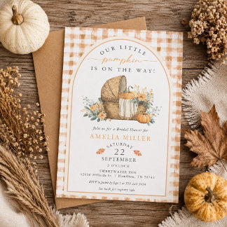 Rust Little Pumpkin on the Way Autumn Baby Shower Invitation