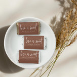 Rust | Love Is Sweet Personalized Wedding Hershey's Miniatures<br><div class="desc">Share a sweet treat with your guests with these personalized wedding favor chocolate bars. Design features "love is sweet" in modern handwritten script lettering,  with your names and wedding date beneath. Colorway: Rust,  a warm earth tone terracotta.</div>