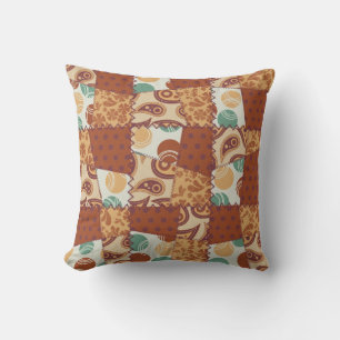 Rust, Melon, Teal Faux Patchwork MOJO Pillow