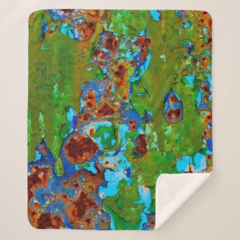 Rust Metal Peeling Paint Grunge Funny Decay Photo Sherpa Blanket by Kathom_Photo at Zazzle