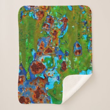 Rust Metal Peeling Paint Grunge Funny Decay Photo Sherpa Blanket by Kathom_Photo at Zazzle