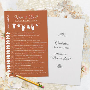 Rust Minimalist Baby Shower Guess Who Game