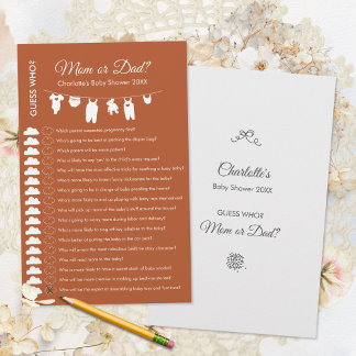 Rust Minimalist Baby Shower Guess Who Game