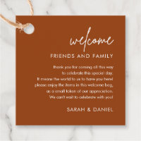 Rust Minimalist Wedding Welcome Gift Bag Basket