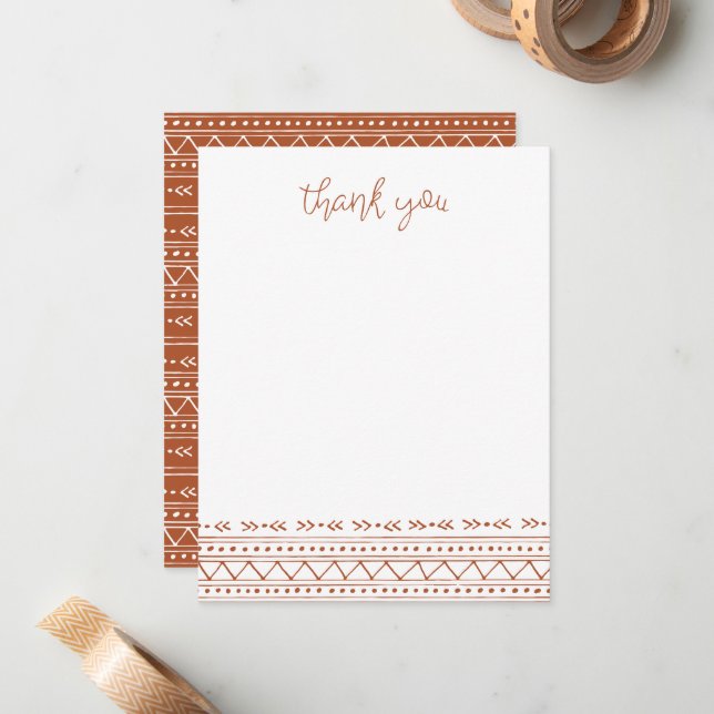 Rust Modern Boho Thank You Note Card (Front/Back In Situ)