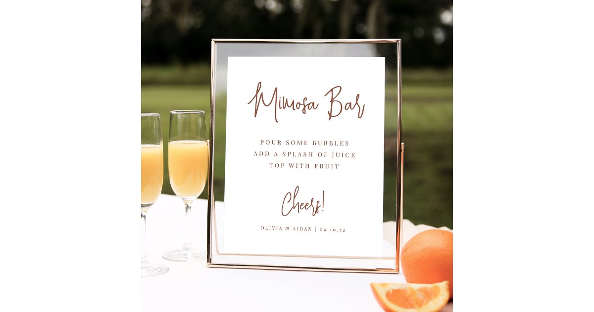 Rust | Modern Handwritten Script Mimosa Bar Sign | Zazzle