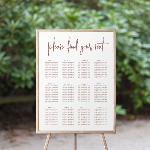 Rust  Modern Handwritten Script Seating Chart