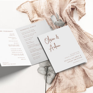 Rust   Modern Handwritten Script Wedding Program