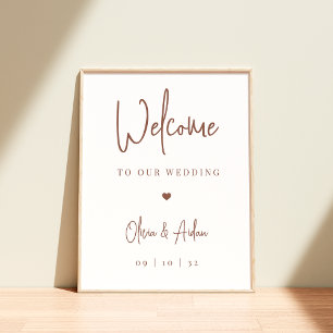 Rust Modern Handwritten Script Wedding Welcome Poster