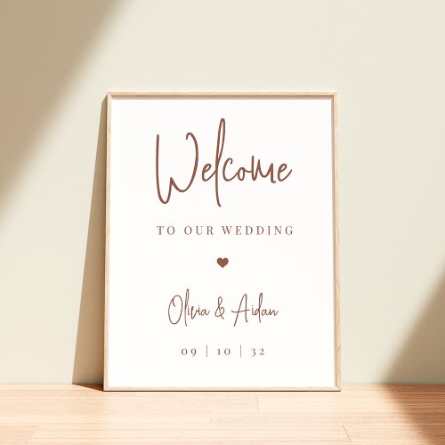 Rust  Modern Handwritten Script Wedding Welcome Poster
