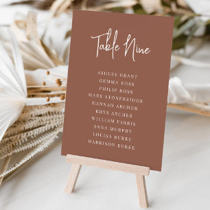 Rust Modern Handwritten + Serif Guest Names Table Number