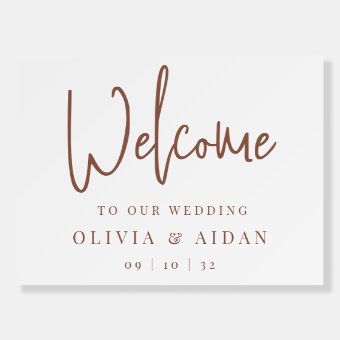 Rust | Modern Handwritten Wedding Welcome Sign | Zazzle