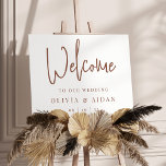 Rust | Modern Handwritten Wedding Welcome Sign<br><div class="desc">A simple and modern welcome sign to display at the entrance to your wedding ceremony or reception, this chic typography based design features "welcome to our wedding, " your names, and your wedding date, in a mix of handwritten script and classic serif lettering. Colorway: Rust, an earth tone terracotta brown....</div>