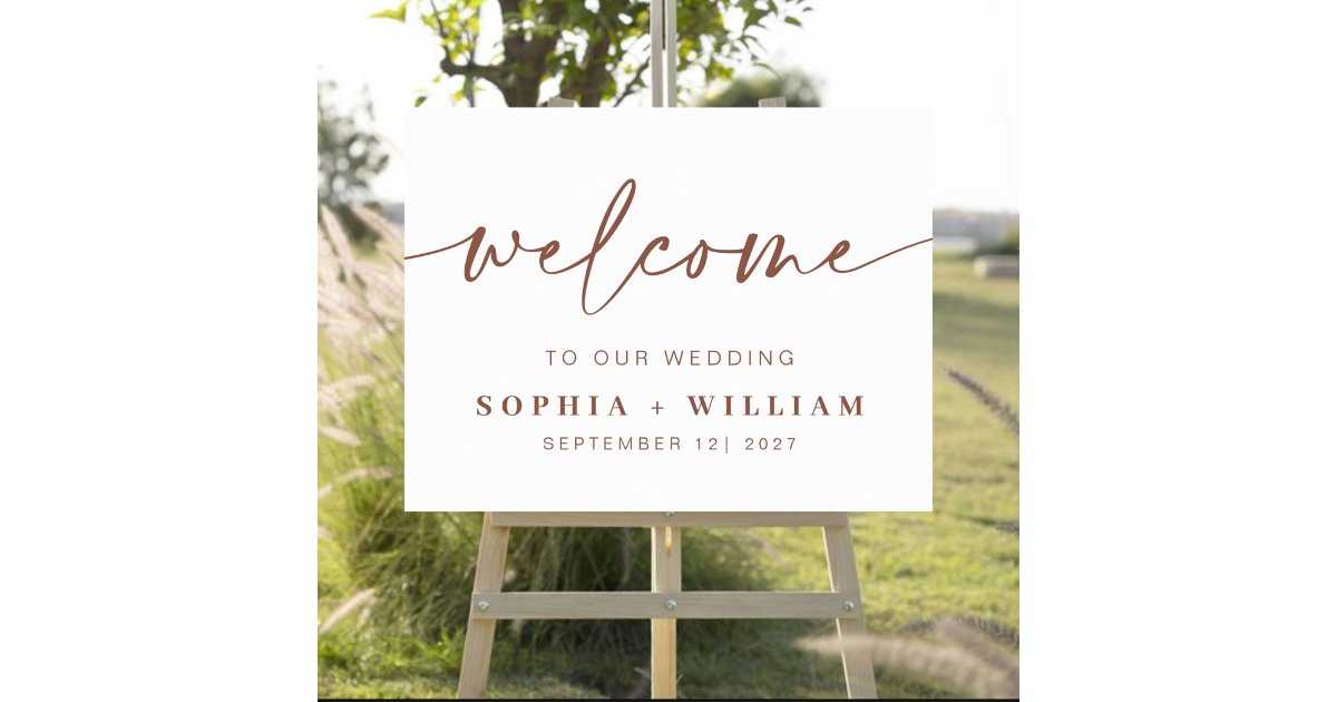 Rust | Modern Handwritten Wedding Welcome Sign | Zazzle