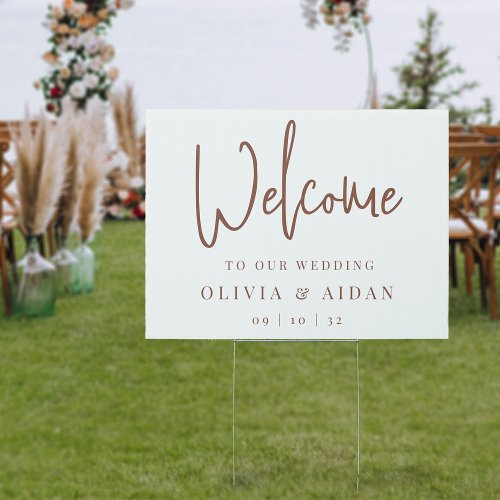 Rust  Modern Handwritten Wedding Welcome Sign