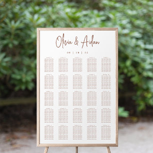 Rust Modern Handwritten XL Wedding Seating Chart
