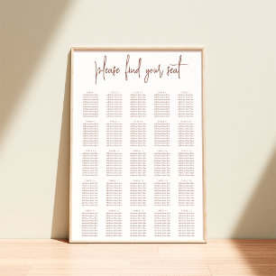Rust   Modern Handwritten XL Wedding Seating Chart