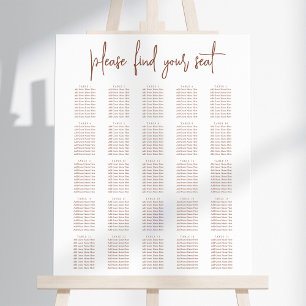 Rust   Modern Handwritten XL Wedding Seating Chart Foam Board