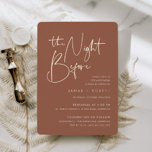 Rust   Modern Minimal Script Rehearsal Dinner Foil Invitation