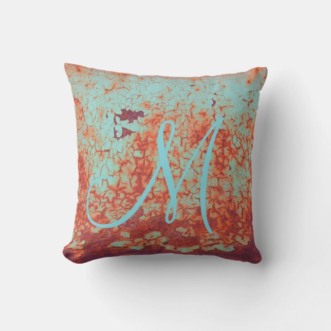 Rust Monogram Throw Pillow (Front)