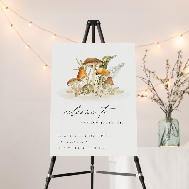 Rust Mushroom Fern Foliage Couples Shower Welcome Foam Board (In Situ (Stand))