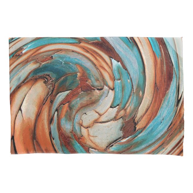 Rust N Blue Abstract Art Pillow Case (Front-Left)