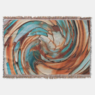 Rust N Blue Abstract Art Throw Blanket