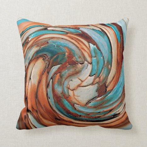 Rust N Blue Abstract Art Throw Pillow