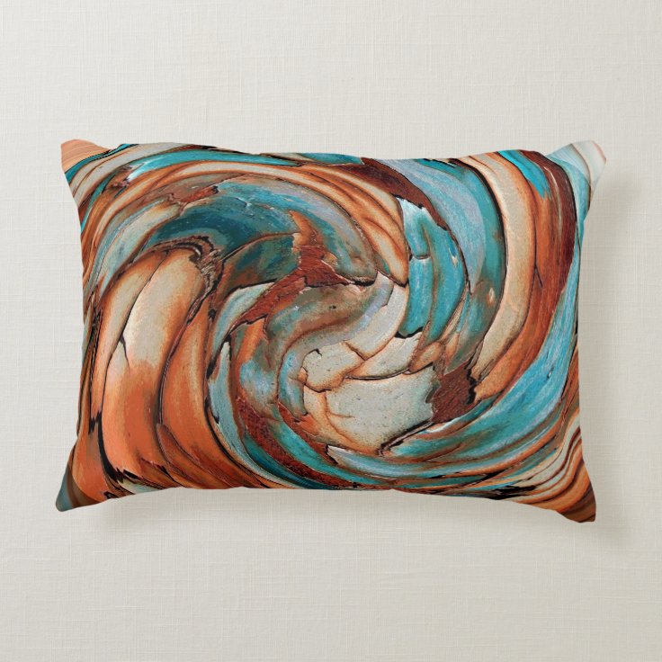 Rust N Blue Abstract Art Throw Pillow Zazzle