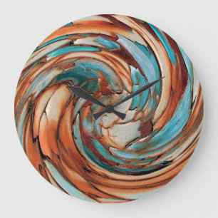 Rust N Teal Dolphin vs Eagle Abstract Wall Clock