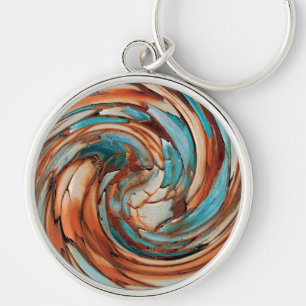 Rust N Teal Dolphin vs Eagle Keychain