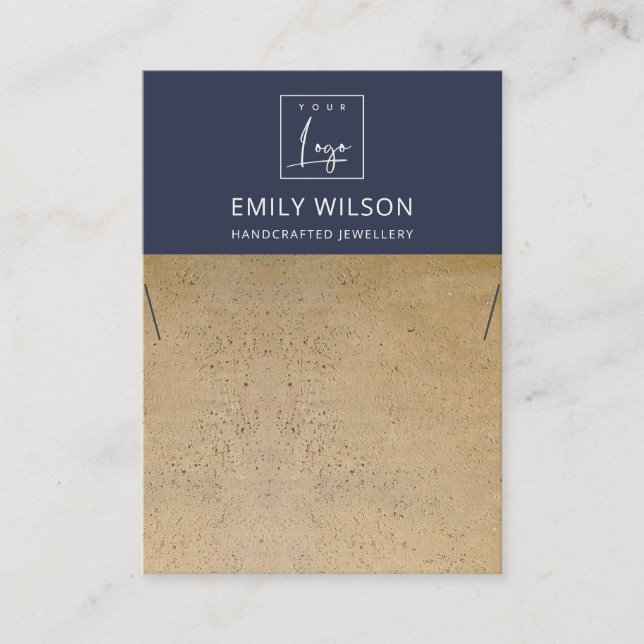 RUST NAVY TERRACOTTA TEXTURE LOGO NECKLACE DISPLAY BUSINESS CARD (Front)
