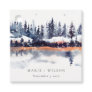 Rust Navy Winter Pine Forest Snow Wedding Favor Tags