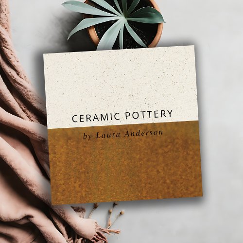 RUST OCHRE CERAMIC POTTERY GLAZED SPECKLED TEXTURE SQUARE BUSINESS CARD