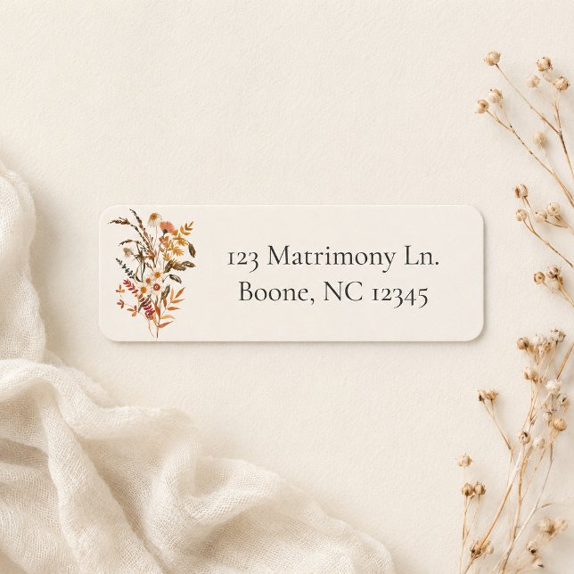 Rust Ochre Fall Wildflower Sprig Address Label (Creator Uploaded)