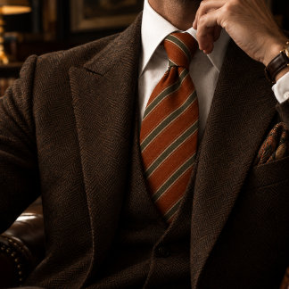 Rust Olive Heritage Diagonal Stripe Neck Tie