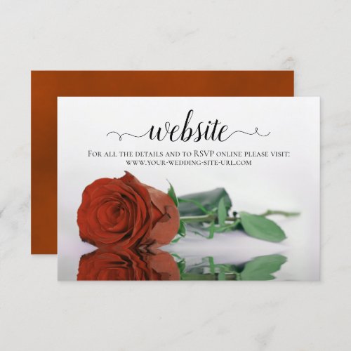 Rust or Burnt Orange Rose Elegant Wedding Website Enclosure Card