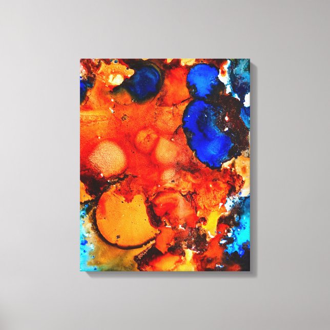 Rust orange abstract art ink canvas print (Front)