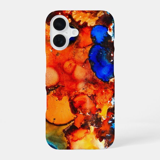 Rust orange abstract art ink iphone case (Back)
