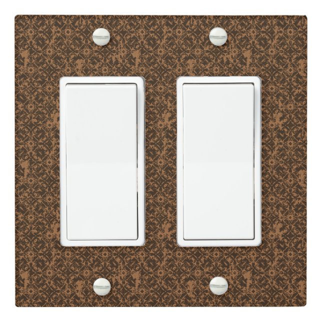 Rust Orange and Brown Scrolled Iron Light Switch Cover (In Situ)