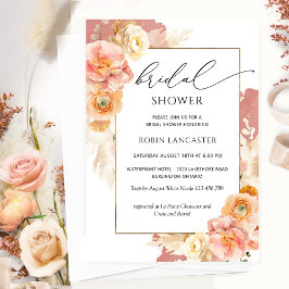 Rust Orange and Peach Floral Bridal Shower /Brunch Invitation