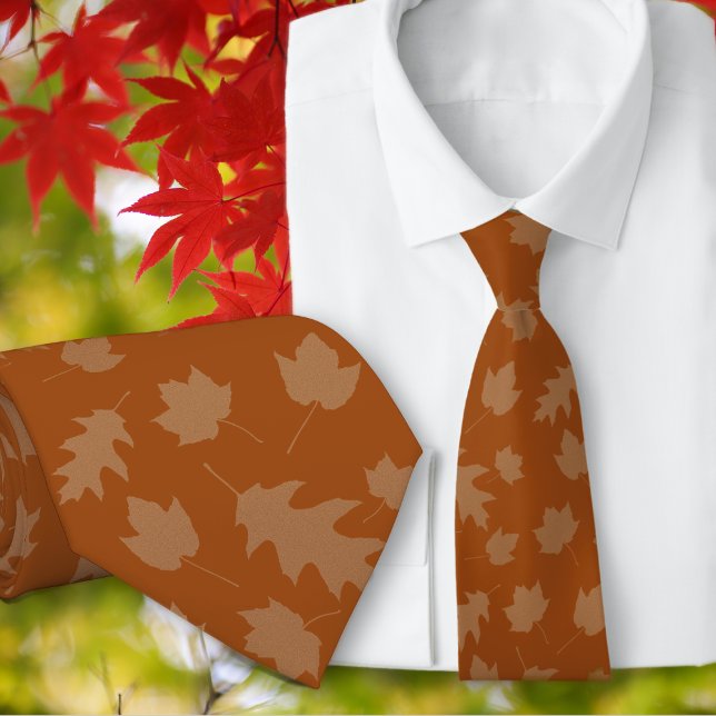 Rust Orange Autumn Leaves Seasonal Neck Tie (Creator Uploaded)
