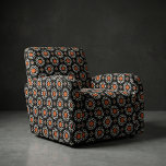 Rust Orange Black White Geometric Tribal Medallion Fabric
